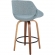 Fabrico 26" Counter Stool in Blue Fabric & Walnut Wood (Set of 2)
